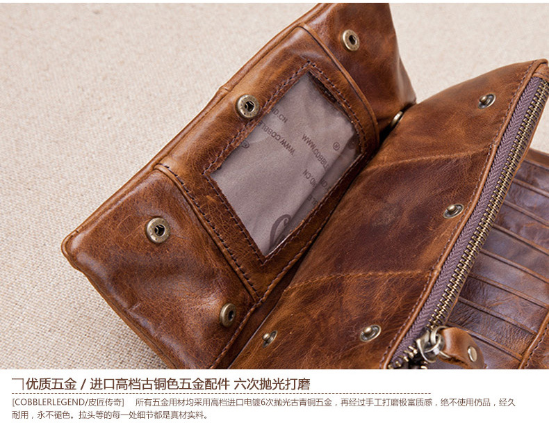 Hot Sales 2015 New Brand Men's Casual Long Wallet Genniune Leather