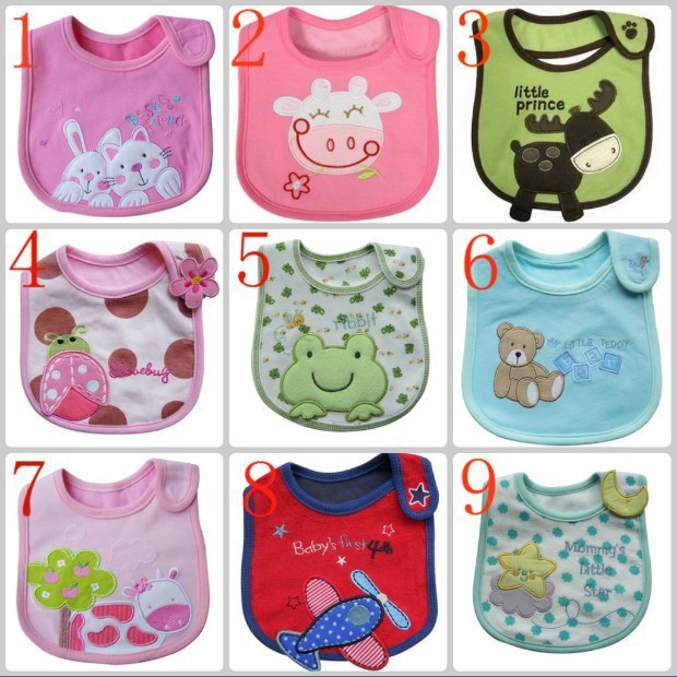 cotton Baby Bibs kids Saliva Towel Waterproof Lunch bibs Infants Cartoon Pattern cute Bibs Free shipping