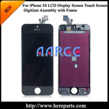 5pcs/set + Free shippig 100% tested guarantee for iPhone 5s LCD screen digitizer Assembly with frame Replacement Black/White