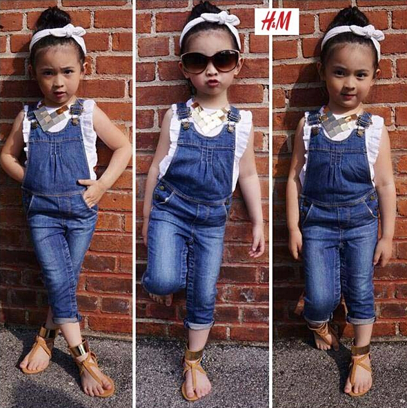 kids girls bibs sets clothing summer baby girl Denim bib jeans and shirt sets high quality bib jeans child cotton fashion