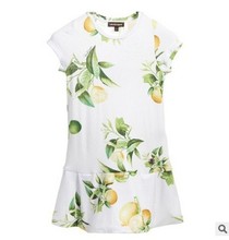 Girls Dress 2016 Brand Girls Dresses Summer Princess Dress Toddler Girls Clothing Lemon Print Children Dress Kids Clothes 2-8 Y