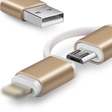 NEW 2 in 1Aluminum Fast Charging Mobile Phone Micro USB Cables For iPhone 5 6 S Rose Gold Data Cable For Samsung Android system