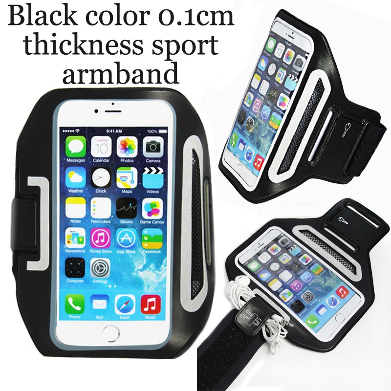 Black Color Universal 4.7 inch Mobile Phone Waterproof Gym Armband 0.1cm Thickness Breathable for iPhone 6 Sport Armband