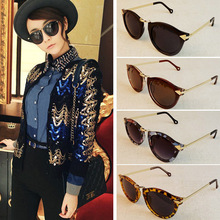 2015 Brand Designer Trend Leopard Sunglasses For Women Men Round Retro Sun Glasses