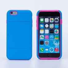 Shockproof Hybrid PC+Silicone Phone Cases For Apple iphone6 6s Plus Kickstand Holder and Credit Card holder Top Sale
