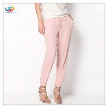Hot Sale Casual Women Chiffon Pants Elastic Waist Solid Color Office OL Pants Summer Slim Lady Pants AB17