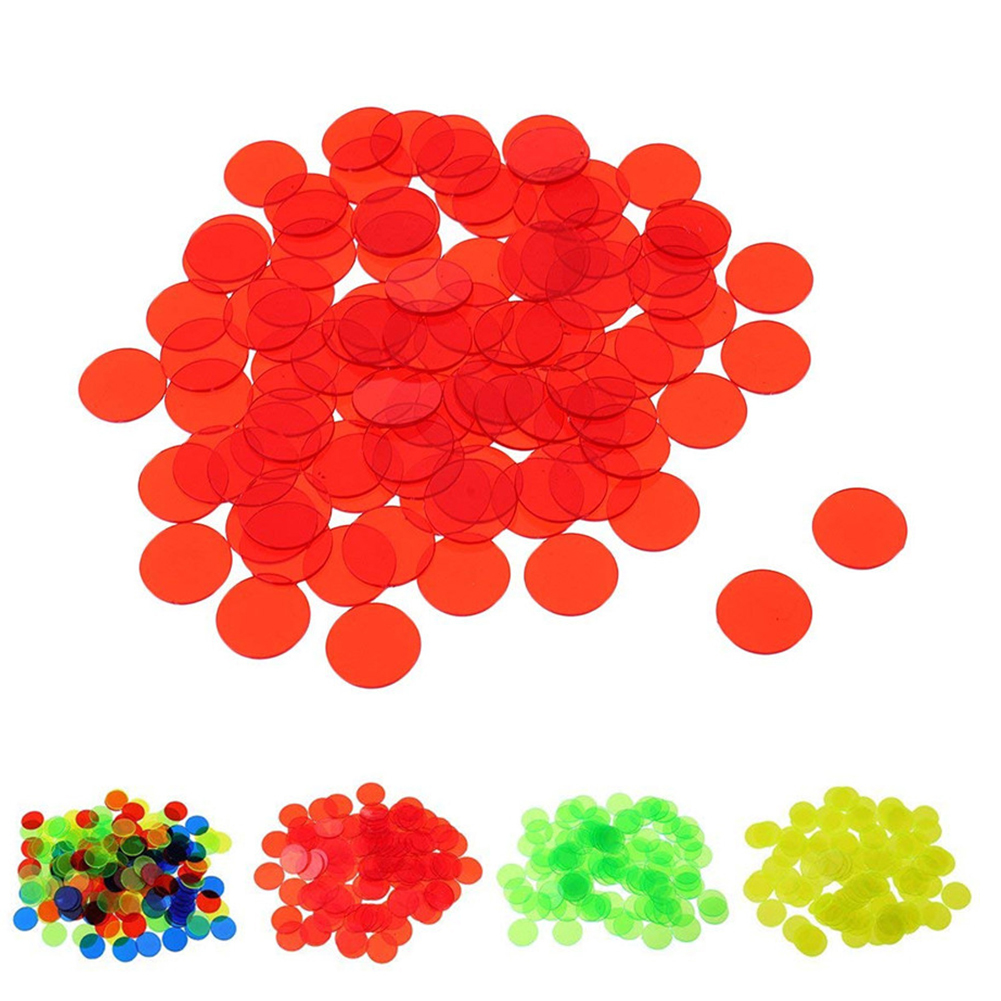 100x Transparent Farbzählung Bingo Chips Spielkarten Bingo Marker Kids Spielzeug