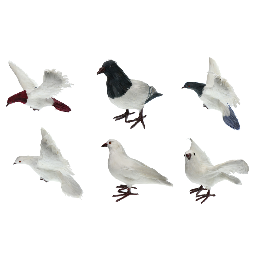 12X Doves Realistic Feathered Artificial Craft Birds Garden Yard Lawn Decor 