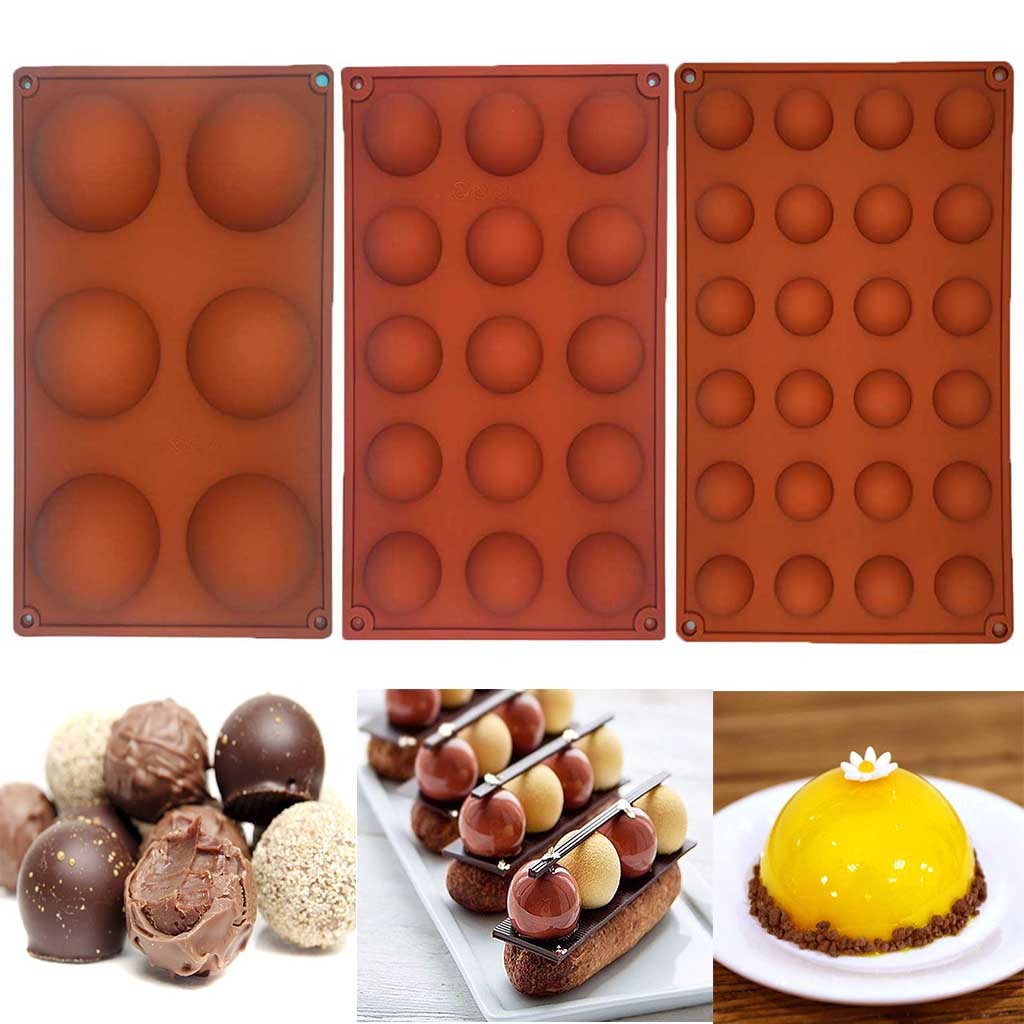 6 Holes Round Half Ball Sphere Silicone Cake Mold Muffin Chocolate Cookie Baking Mould Pan for Jelly Sphere Mold Non Stick Cost-effective 100% Food-grade DIY Festival Party Cake Mold 2