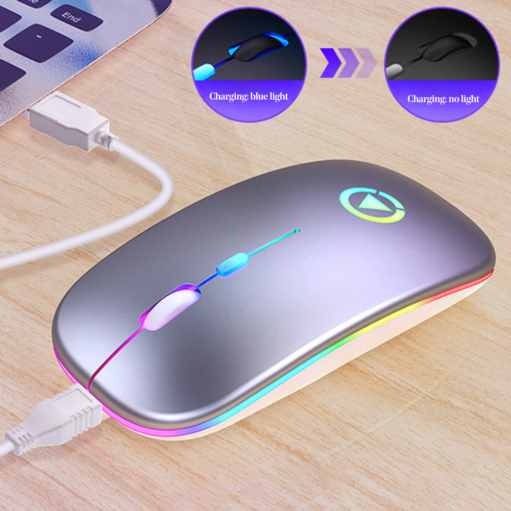 2.4G Silent Wireless Mouse RGB LED Backlit 1600DPI Gaming Mouse For