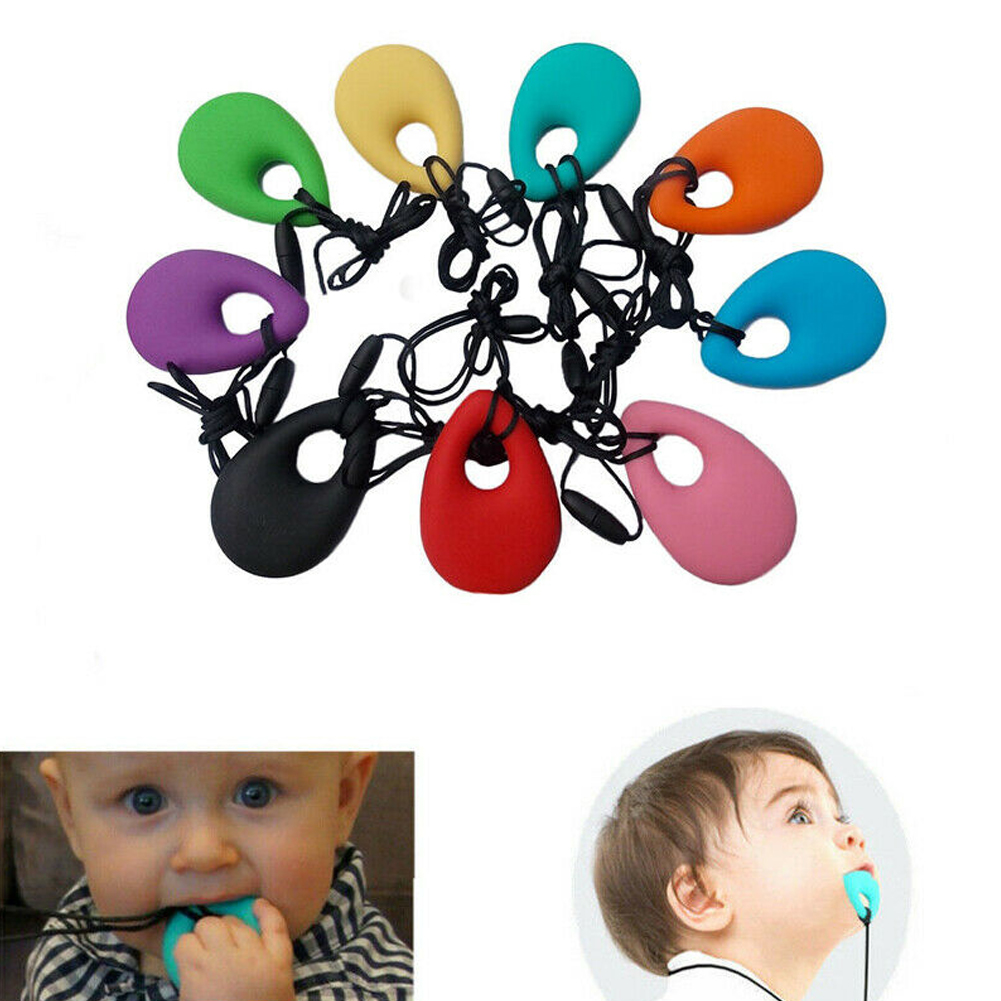 Kids Baby Chewy Necklace Anti Autism ADHD Biting Sensory Chew Teething Toys 