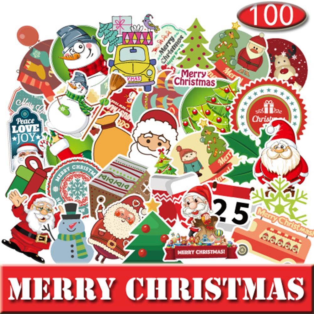 100pcs merry christmas santa deer snowman scrapbook sticker