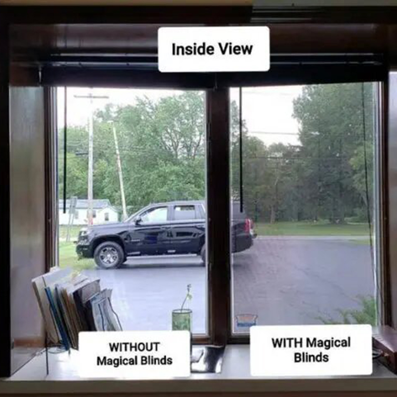Shiom Privacy Window Film 1-Way Vision Horizontal Glass Blinds Static Glue-Free Office Home Window Sticker Light Transmission 