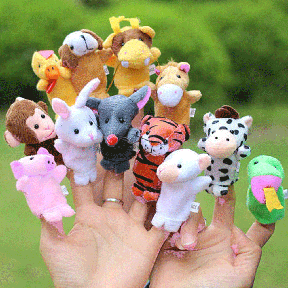 family finger puppets cloth doll baby educational