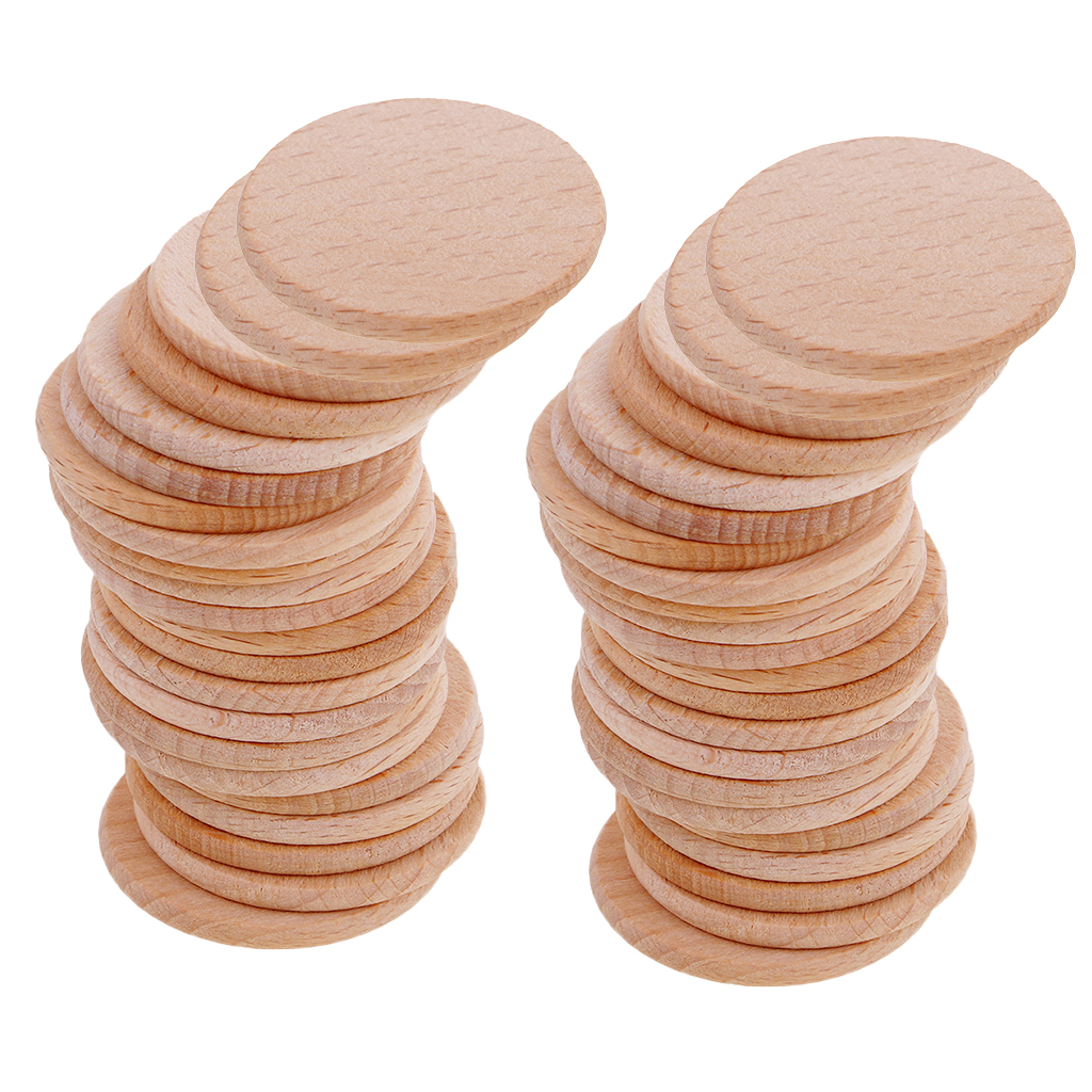 Description Picture 2 of item50pcs 36mm Unfinished Wooden Round Circle Discs Embellishment For Art Craft