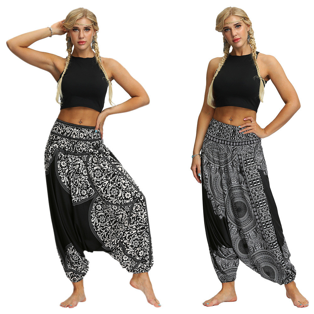 חדש נשים מקרית Loose יוגה מכנסיים מכנסיים רחבים Boho אלדין סרבל הרמון מכנסיים גבוהה מותן ספורט מכנסיים Running Pants Aliexpress