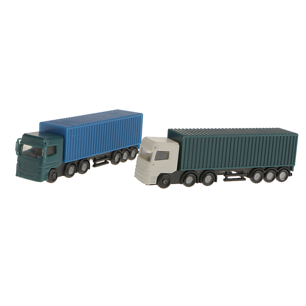 2Pcs N Scale Plastic Truck Tractor Container Truck Model Toys Scenery Layout