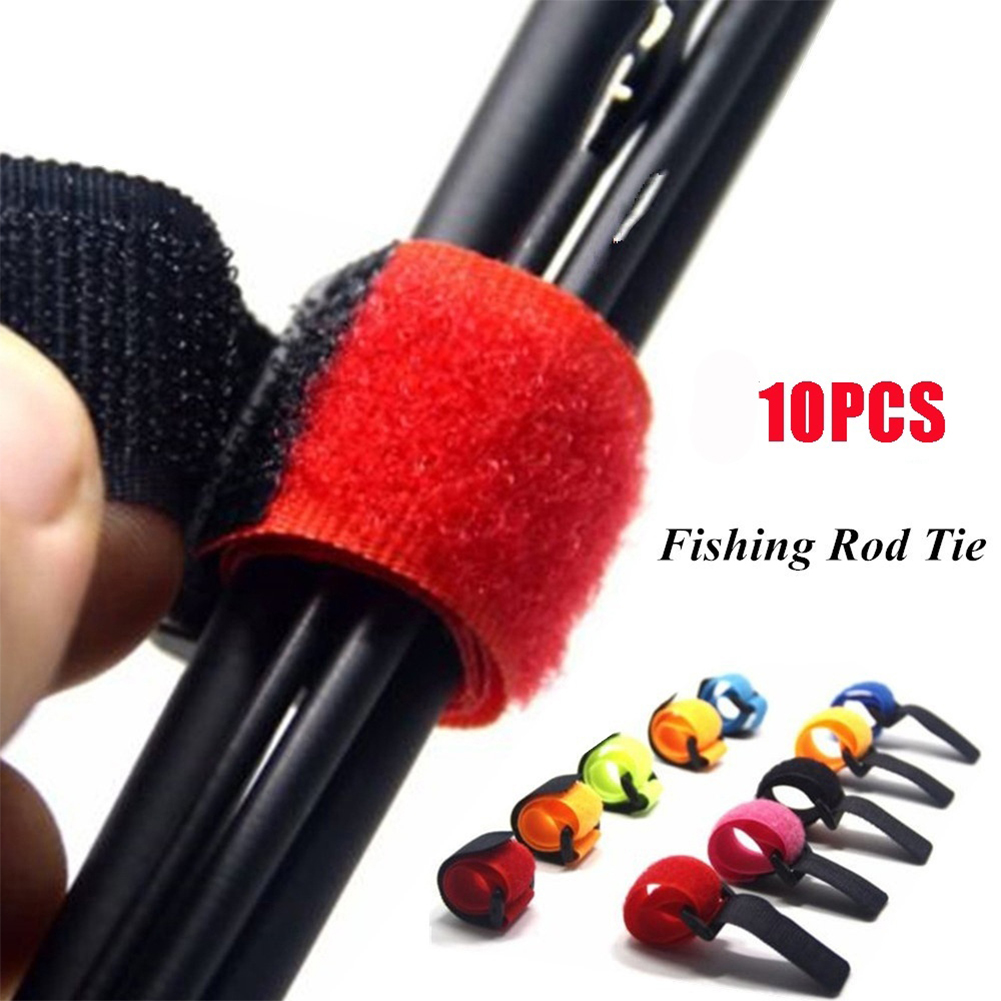 Description Picture 4 of item10Pcs Fishing Rod Tie Holder Strap Suspender Fastener Hook Loop Ties Belt Fishing Rod Strapping Wrap Magic Tape Bands Belt Strap