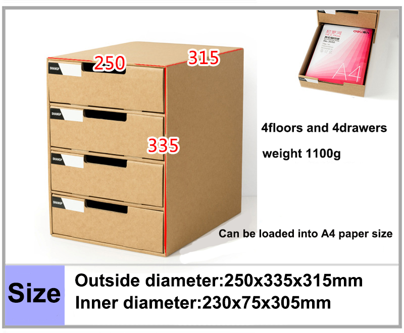 Caja de almacenamiento de escritorio de papel A4, caja de
