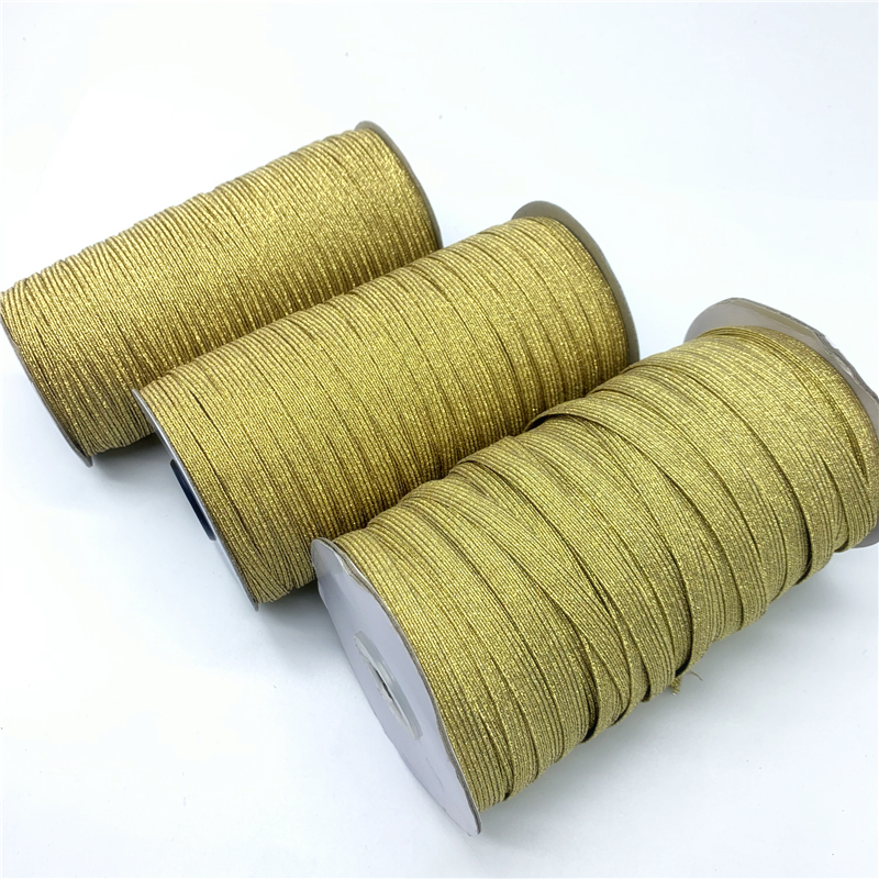Description Picture 3 of item3mm 6mm 10mm 5yards/Lot Golden/Silver Sewing Elastic Ribbon Elastic Spandex Band Trim Sewing Fabric DIY Garment Accessories