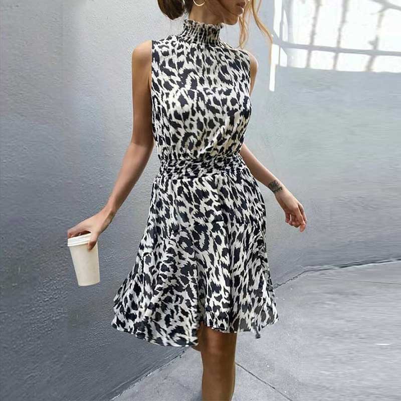 white leopard print dress