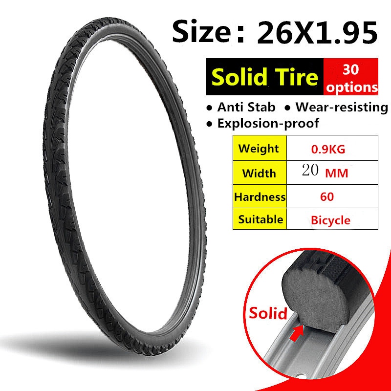 26x1.95in Solid Bike Wheel Tire Inflation-Free Outdoor Road Cycling Spare Tyre
