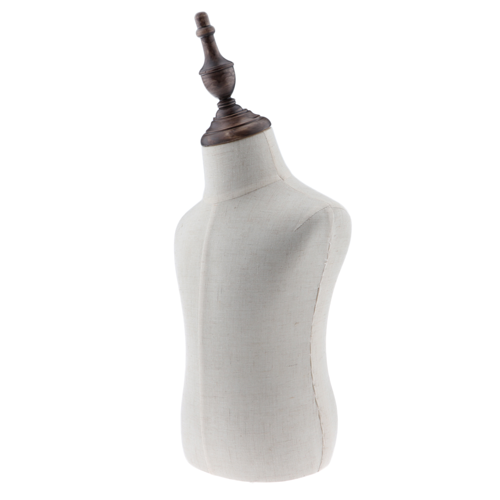 2 Years Old Infant Toddler Mannequin Body Torso Store Display Dress Form White Linen Fabric Cover with Mount Hole