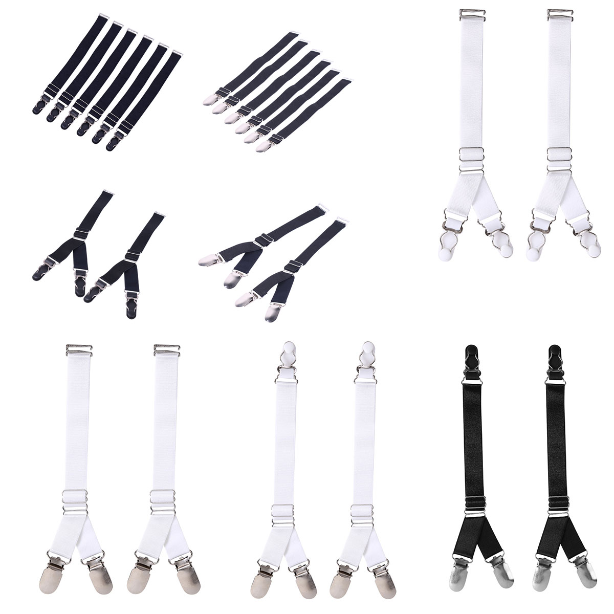 Description Picture 2 of item8 Styles Garment Hooks Suspenders Belt with Leather Polyester Elastic Clip-on Braces Punk PU Leather Garter Belt