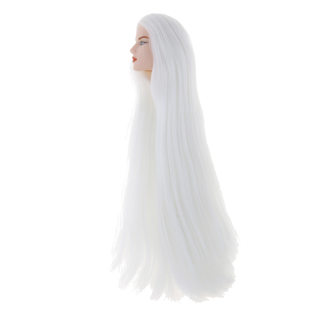 1/6 BJD Boy Male Doll Head Sculpt with White Hair Wig DIY Replacement Makeup 