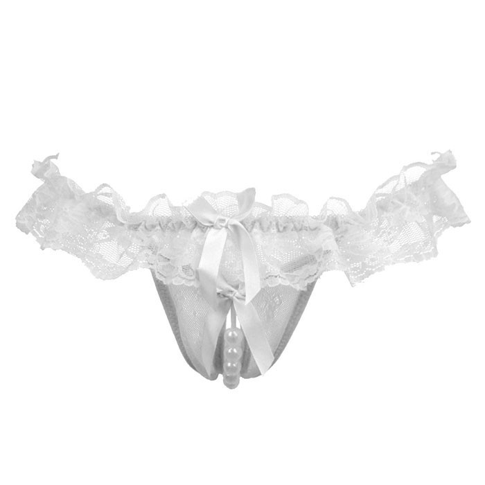 Sexy Crotchless Underwear Faux Pearl Womens G String Thongs Briefs