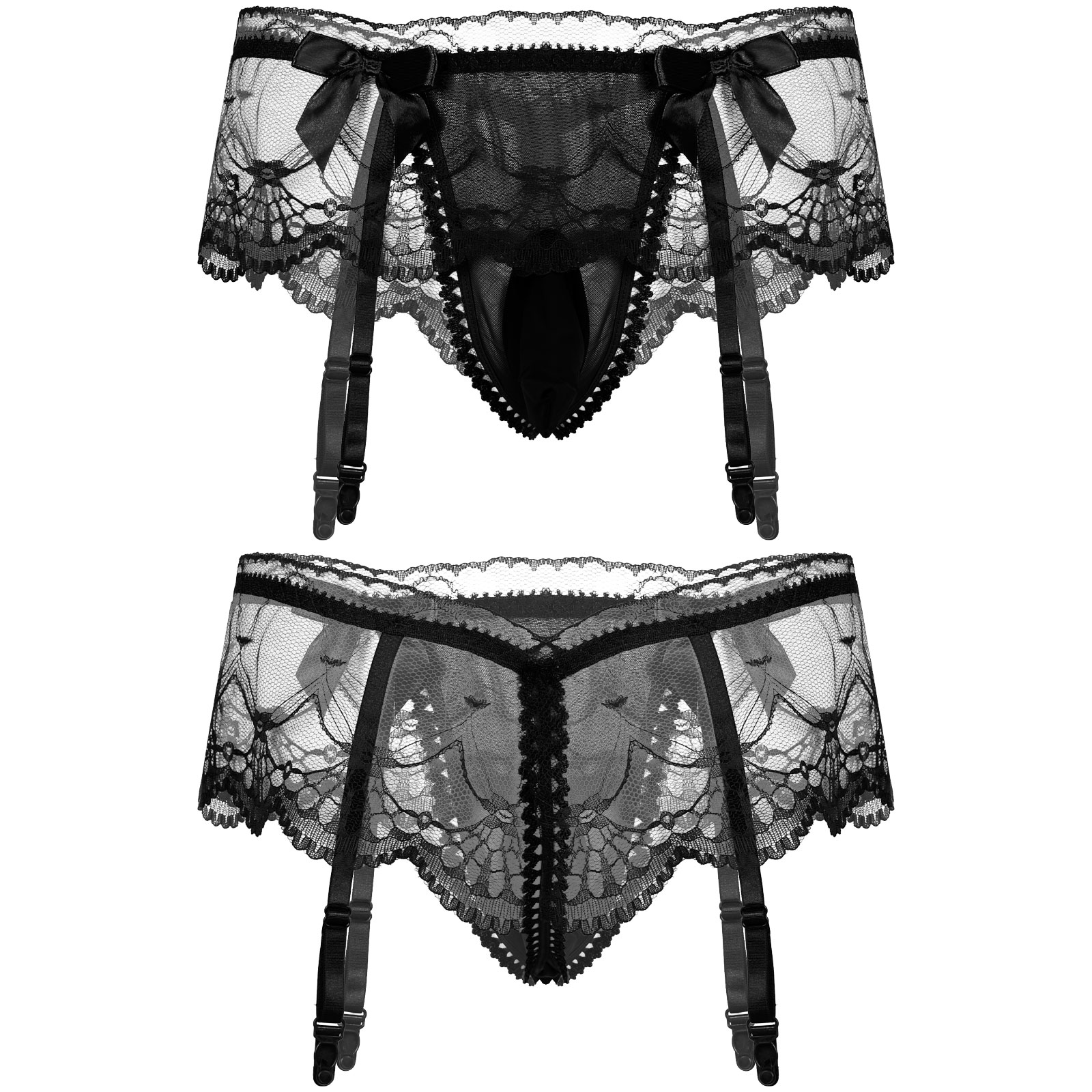 Description Picture 2 of itemMens Sexy Lace Underwear Briefs Pink Thong G-String Pouch Panties