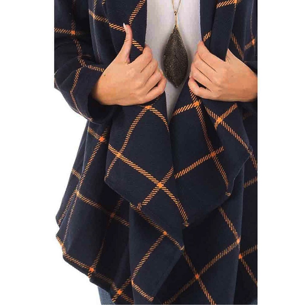 new fashion 2019 women cloaks casual v neck long sleeve plaid