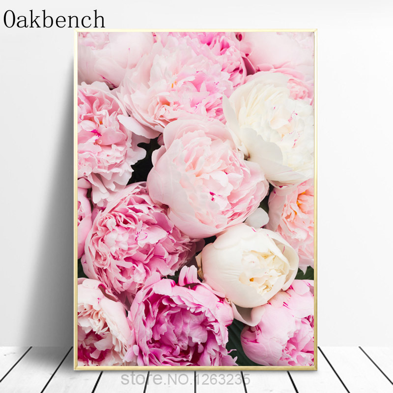 Rosa Rosen Pfingstrose Nordic Poster Wand Bild Gemälde Pfingstrosen