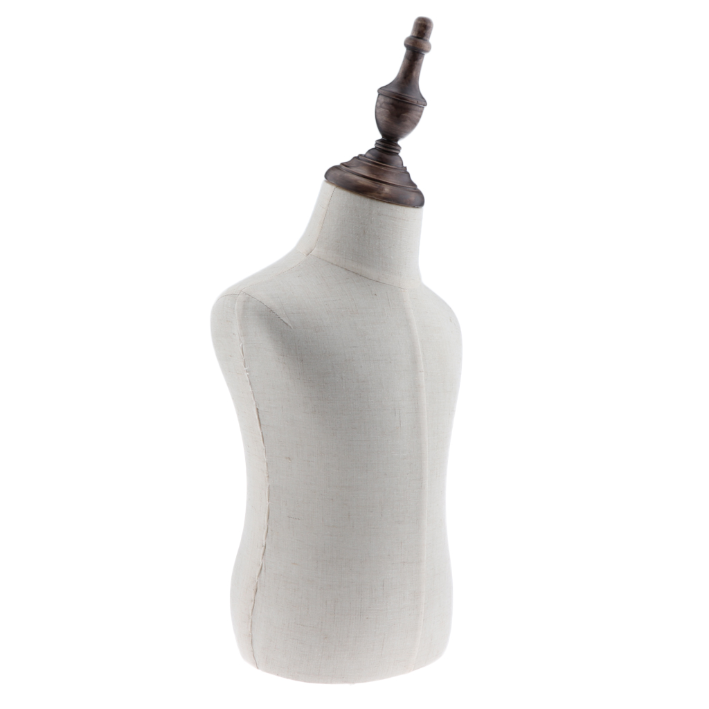 2 Years Old Infant Toddler Mannequin Body Torso Store Display Dress Form White Linen Fabric Cover with Mount Hole