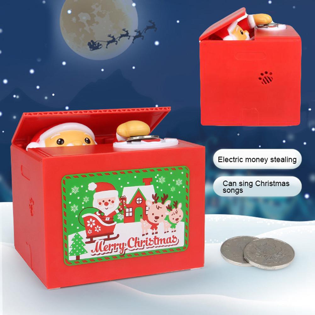 stealing money,moneyheist funny kids piggy bank toy santa claus stealing coin money saving