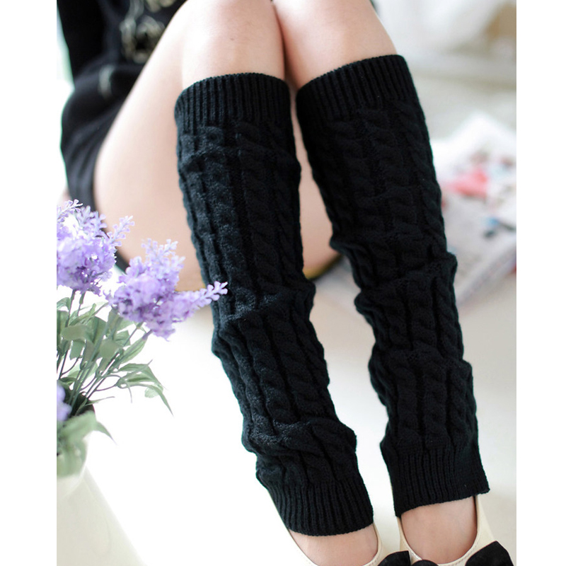 Description Picture 3 of itemFashion Women Warm Leg Warmers Knee High Winter Knit Solid Crochet Leg Warmer Socks Warm Boot Cuffs Beenwarmers Long Socks