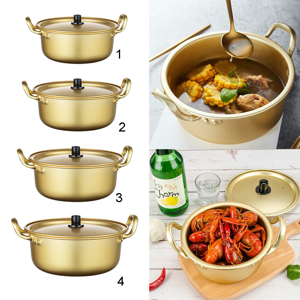 Korean Style Yellow Aluminium Noodles Pot Pan for Milk Spaghetti Cookware 
