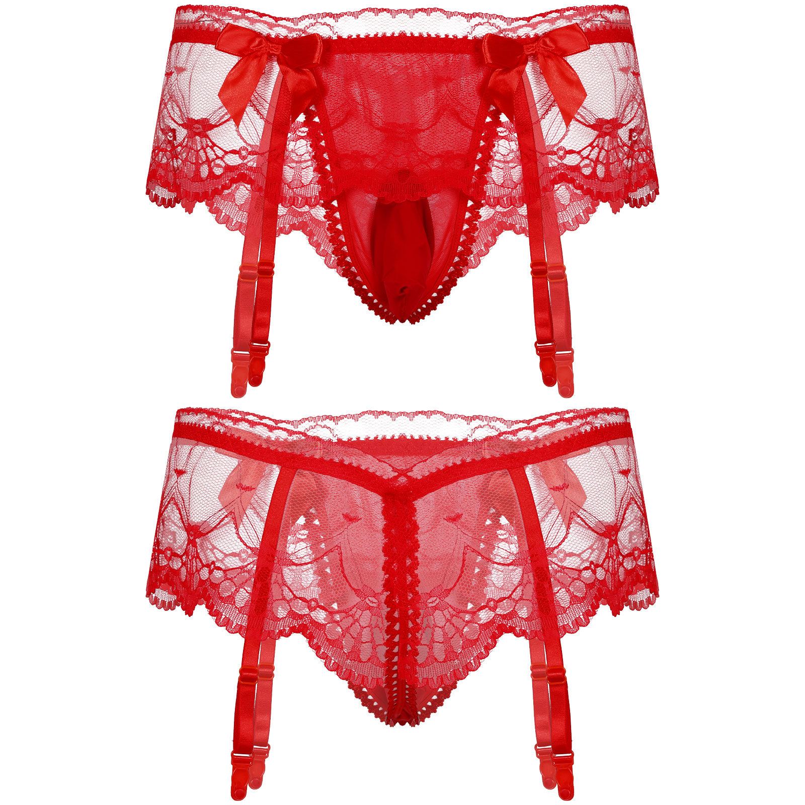 Description Picture 4 of itemMens Sexy Lace Underwear Briefs Pink Thong G-String Pouch Panties