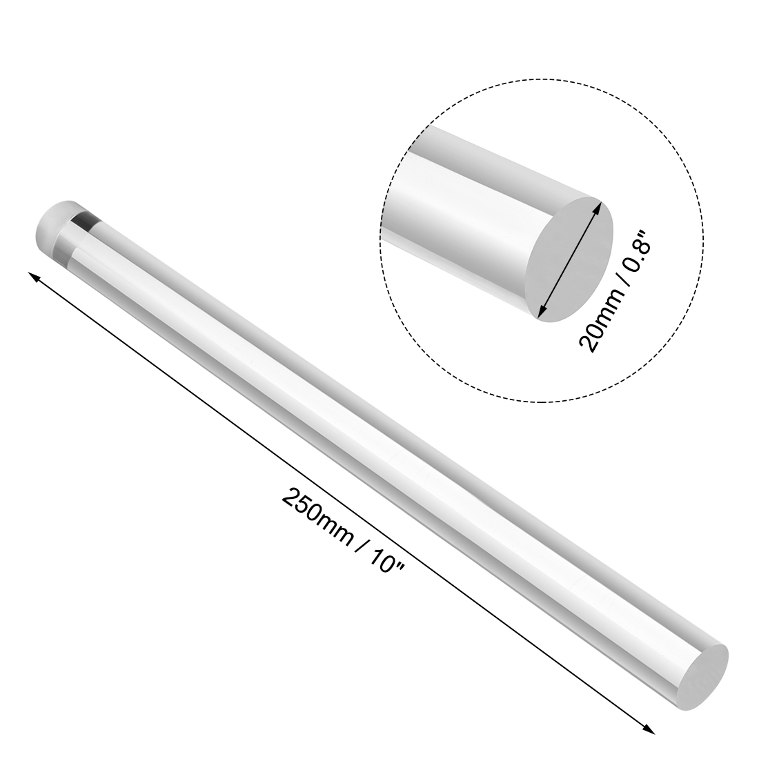 Square-Shaped Acrylic plexiglass Rod PMMA bar 0.6 inches x 0.6 inches x 10 inches Transparent 2 Pieces 