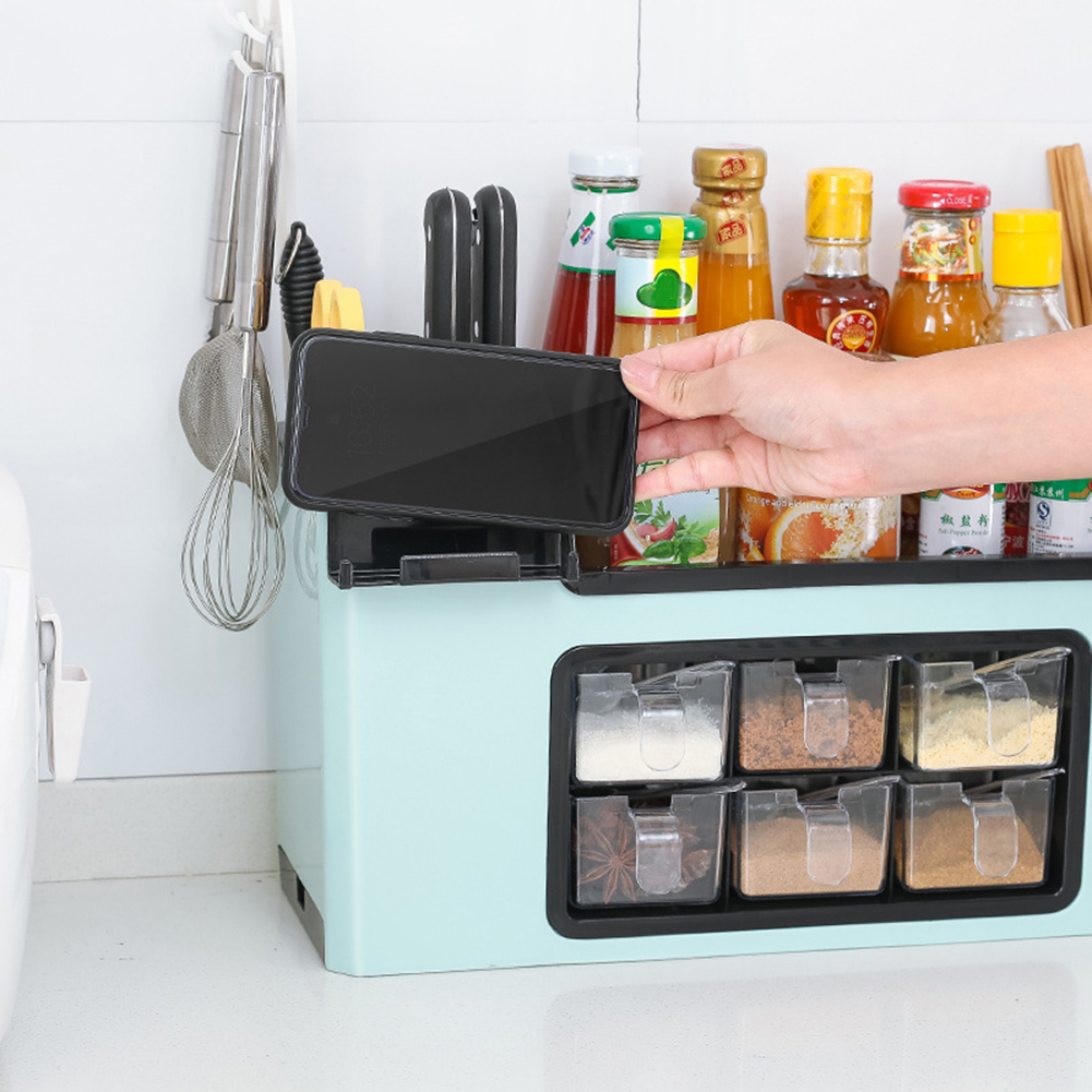 Cocina estantes de almacenamiento botella de plástico para condimento