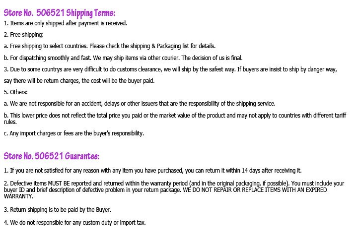 shipping terms and guarantee 2