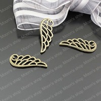 (24122)Alloy Findings,charm pendants,Antiqued style bronze tone 23*9MM Wing 50PCS