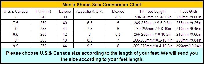 Men shoe size