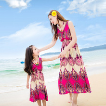 Mother Daughter Dresses for Girls Family Dress Mother Daughter Women and Girl Dresses Beach Family Fitted Clothes Sleeveless Mom