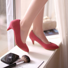 Ladies Shoes Low Heels Pointed Toe Fashion Pumps Causal Cone Heels Women Shoes Blue Black Red