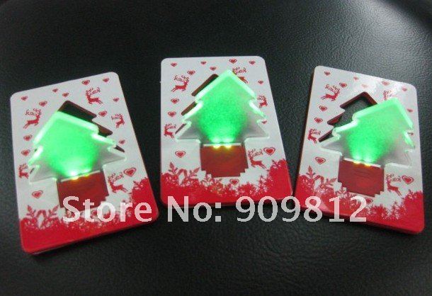 Free Shipping LED Christmas tree card light, Night light, Thin card wallets Lights, Pocket Light 25g 200pcs/lot