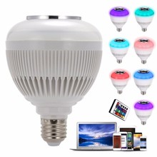 Wireless Bluetooth Music Player LED Bulb E27 6W RGB Audio Speaker Light Lamp 24 Keys IR Remote Control(The battery not include)