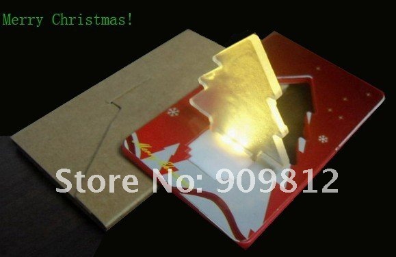 Free Shipping LED Christmas tree card light, Night light, Thin card wallets Lights, Pocket Light 25g 200pcs/lot