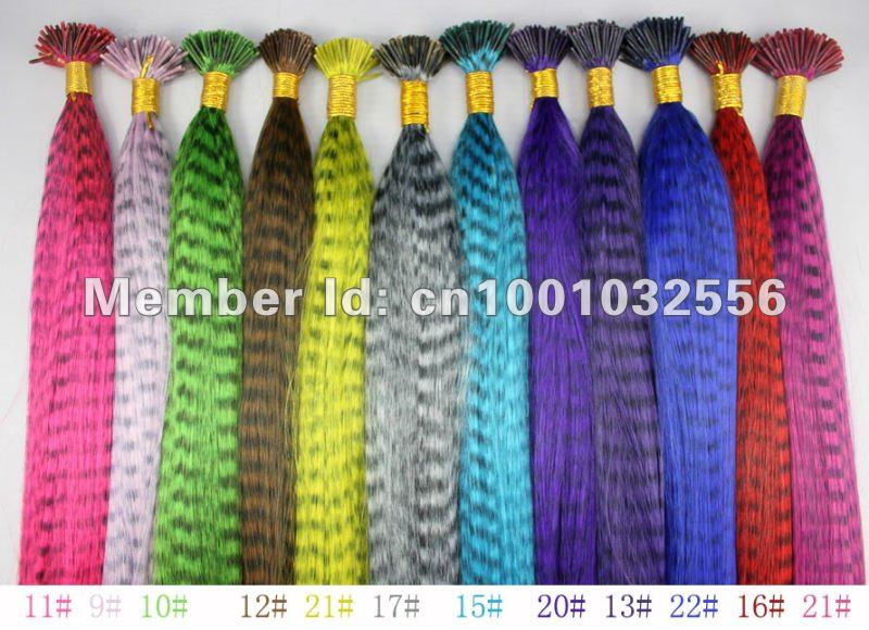 18\'\' long 100strands i tipped wholesale feather hair rextensions Straight green