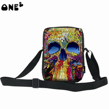ONE2 design colorful skeleton pattern most durable single shoulder messenger nylon bag for childrens